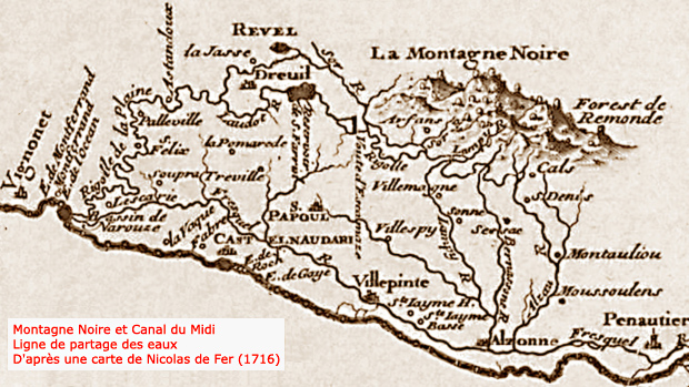 La ligne de Partage des eaux d'après une carte de 1716 signée Nicolas de Fer