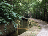 Rigole de la Montagne : Mini-chaussée et pavement de briques rouges