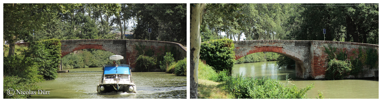 Le pont de Baziège, 1841, précédé de l'aqueduc de Nostre Seigne, 1689.