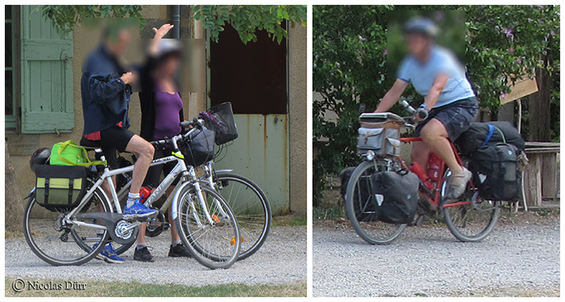 Les cyclistes à l'écluse d'Herminis