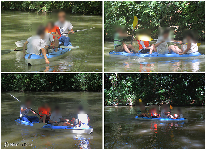 Adolescent(e)s pagayant sur le Canal du Midi