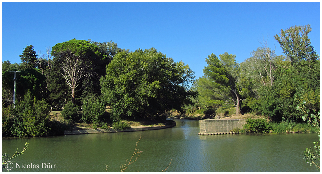 Arrivée du Canal de Jonction de la Robine sur l'Aude