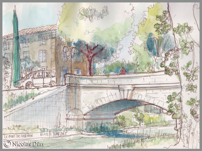 Aquarelle du Pont de Sériège, 2015